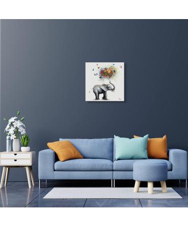 Colorful Butterfly Elephant Nursery Wall Art Print - Heart Balloon Design - 30x30CM Canvas Framed Decor - Buy Online on GoSupps.com