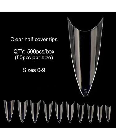 500pcs Clear Almond Shaped Nail Tips | Half Cover Acrylic Nail Professional Supplies - Buy Online on GoSupps.com