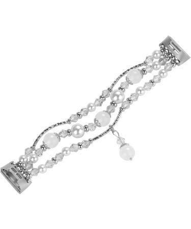 Jewelry Bands Compatible with Fitbit Charge 5 for Women Girls Handmade Elastic Beaded Pearl Replacement Fitness Accessories Handmade Smartwatch Waterproof Wristband  Silver Charge 5- Silver - Buy Online on GoSupps.com