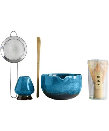 B Baosity 5 Pieces Matcha Tea Set Japanese Ceremonial Matcha Full Set Stainless Sifter Matcha Ceremony Set for Matcha Ceremony Office Blue - Buy Online on GoSupps.com