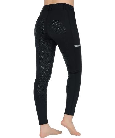 SPOEAR Girls' Full Seat Silicone Breeches - Black Large | Kids' Equestrian Riding Pants with Pockets - Buy Online on GoSupps.com