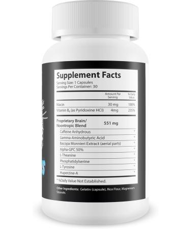 Fierce Focus - Natural Brain Function Support Supplement | Memory Focus & Clarity Nootropic - 30 Capsules - Buy Online on GoSupps.com
