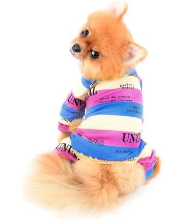 Shop Smalllee Lucky Store: Multi-Colored Striped Cotton Pajamas for Small & Medium Dogs & Cats - Nightwear & Outfits for Yorkies and Chihuahuas - Buy Online on GoSupps.com