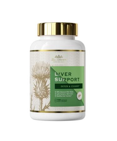 Milk Thistle Liver Support Supplement Silymarin with NAC ALA Turmeric Artichoke and Dandelion for Liver Detox Cleanse Liver Health Support Gluten Free Non-GMO 120 Capsules 120 Count (Pack of 1)