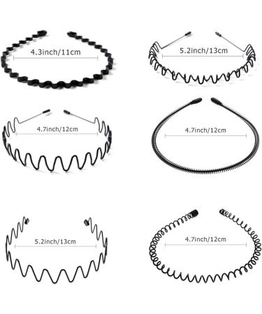 6 Pcs Non-Slip Metal Hair Hoop Headbands for Men & Women - Black Spring Headband Set for Outdoor Sports - Buy Online on GoSupps.com