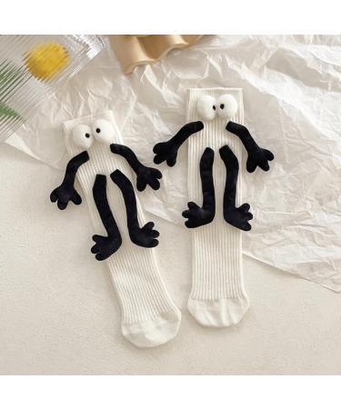 3D Funny Magnetic Suction Couple Socks - Novelty Holding Hands Design in Deep White (1 pair) | Unisex Show Off Socks - Buy Online on GoSupps.com