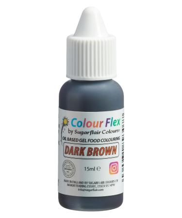 Colour Flex Dark Brown Oil Based Food Colouring Gel For Colouring High Fat Foods Buttercream Chocolate Batters Fondant Icing & More - 15ml
