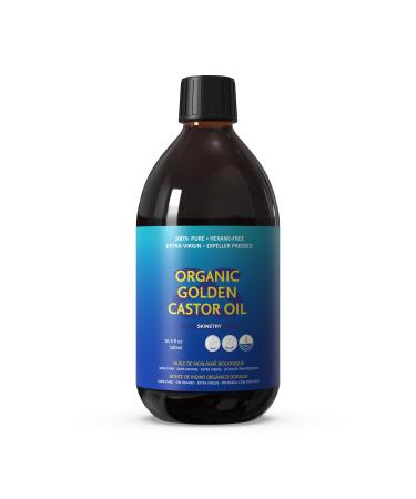 Skinetry Organic Golden Castor Oil - 100% Pure for Hair Skin Nails Brows & Lashes - Hexane-Free - USDA Certified 16.9oz (500ml)