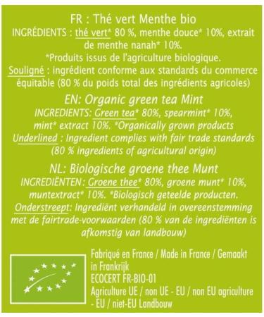 JARDIN BIO ETIC - Jardin Bio tic Th Vert Menthe L'Extrait De Menthe Nanah Bio 30G - le Lot De 4 - Buy Online on GoSupps.com