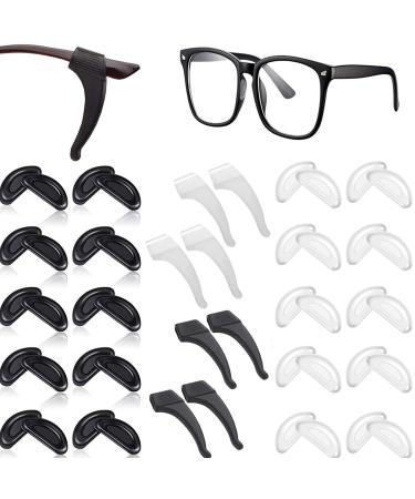 Wudqiji glasses nose pads 24 pair of anti -slip silicone nose pads glasses ear hook glasses anti -slip covers glue glasses nasal pads air chamber nose pads for sports glasses sunglasses reading glasses