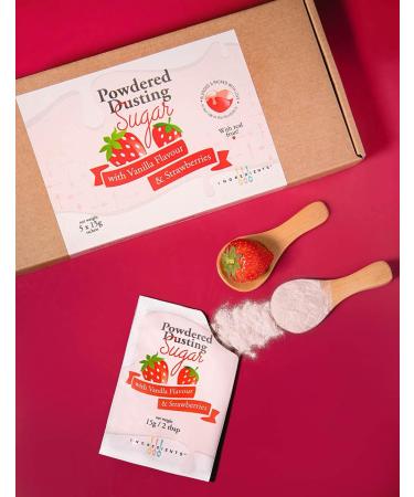 Icing Sugar Vanilla & Strawberry | with Powdered Fruit | Premium Powder Multipurpose for Dusting or Mixing | Box of 5x 15g Sachets Sugar Vanilla-Strawberry | 5x Sachets - Buy Online on GoSupps.com