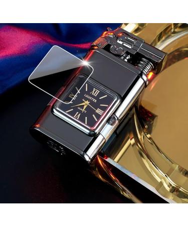 Windproof Lighter Vintage Watch Bezel Jet Flame Torch Clock Lighters Refillable Butane Lighters Windproof Flames Lighters for Outdoor Camping (Red B) - Buy Online on GoSupps.com