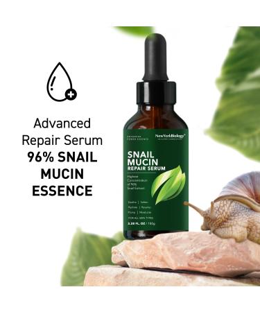 New York Biology 96% Korean Snail Mucin Serum for Face 3.38 Fl. oz 100 ml Facial Skin Care Snail Mucin Moisturizer for Dry Dull Skin and Wrinkles Skin Care Hydrating Face Serum Snail Mucin 3.4 Fl Oz (Pack of 1) - Buy Online on GoSupps.com