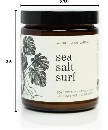 Broken Top Sea Salt Surf Candle | 9 oz Vegan Soy Candle | Wood Creme & Jasmine | 50-Hour Burn Time | Natural Cotton Wick | Eco-Friendly & Paraben-Free - Buy Online on GoSupps.com