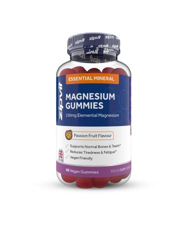 Magnesium Citrate Gummy 150mg Elemental Magnesium Supports Bones and Teeth Reduces Tiredness and Fatigue 60 Vegan Gummies Passionfruit Flavour UK Supplier Citrate Gummy - 60 Pack