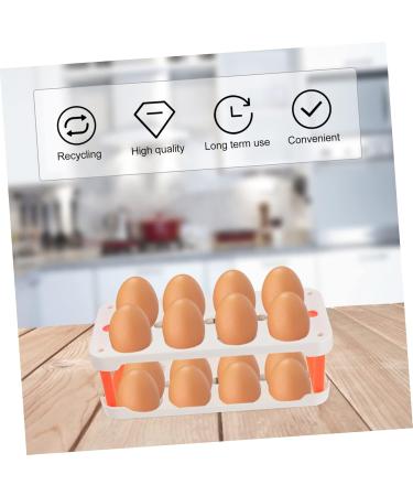KOMBIUDA Box Egg Carton Eggs Deviled Egg Tray with Lid Kitchen Egg Container Side Door Refrigerator re-usable White 22.3X10.1X8.9CM - Buy Online on GoSupps.com