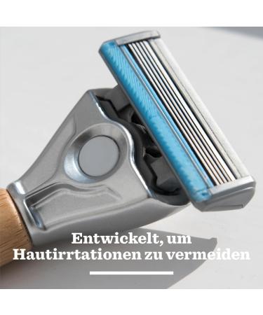 BULLDOG Wet Shave for Men | Sensitive Bamboo Handle Razor + 4 Replacement Blades | Eco-Friendly 5-Blade Shaving Experience - Buy Online on GoSupps.com