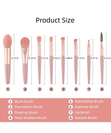 8PCS Mini Makeup Brush Set for Foundation, Powder, Blush, Eyeshadow - Coral Pink | GOHIGH Ordinary(2022) - Buy Online on GoSupps.com