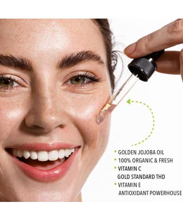 Golden Jojoba Oil with THD Vitamin C | Deep Hydration & Radiant Boost | Handcrafted in Santa Barbara | 1 Fl Oz - Freshly Made & Clinically Proven - Buy Online on GoSupps.com