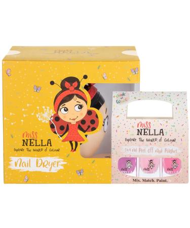 Miss Nella Miss Nella Nail dryer with 3 pullers odorless water base and safe for children's nail polish pink glitter pink and purple rosa