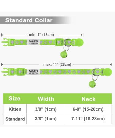 Tagme Reflective Cat Collar 2-Pack | Custom Name & Address Shield for Cats & Puppies | Safety Lock & Bell | Green 18-28 cm - Buy Online on GoSupps.com