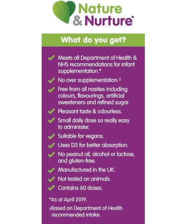 Nature & Nurture Baby & Child Vitamins - Gentle Liquid Vegan Drops for Babies, Toddlers & Children - Made in UK - 60 Doses - Buy Online on GoSupps.com