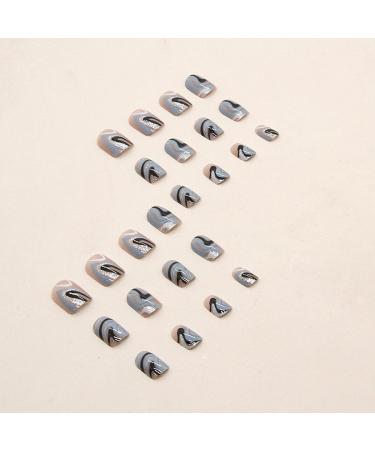 24pcs Short Massif Pattern False Nails | Stick on & Press on Removable Glue-on Nails - Nail Art Accessories for Women & Girls - Buy Online on GoSupps.com