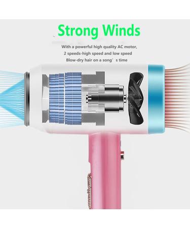 SUYOOULIN Ionic Hair Dryer with Diffuser Powerful AC110V 2000W Professional Blow Dryer with 2 Nozzles 2 Speed 3 Heating Cold Settings for Home Salon Travel Woman(White) - Buy Online on GoSupps.com