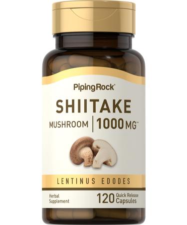 Piping Rock Shiitake Mushroom Supplement | 120 Capsules | Lentinus Edodes Herbal Extract | Non-GMO Gluten Free