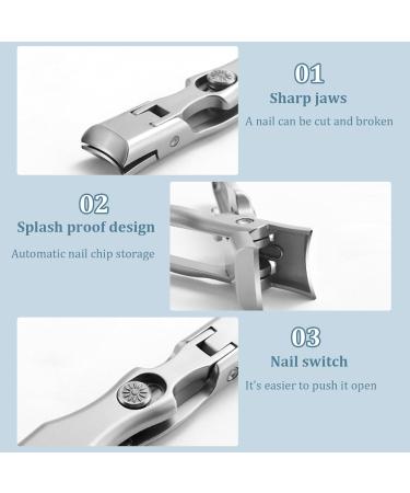 Nail Clippers with Nail File 3 Sets Ergonomic Stylish Nail Clippers with Catcher Sharp Rivet Switch Washable Iron Box Fingernail Toenail Clippers Beauty Supplies - Buy Online on GoSupps.com