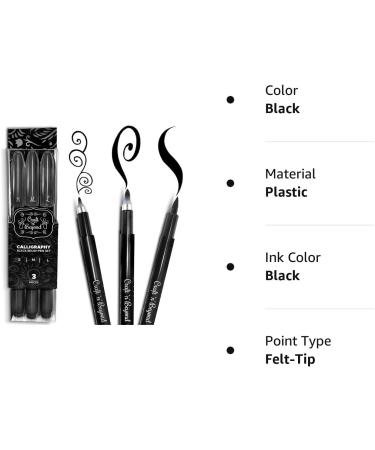 Craft 'n' Beyond Calligraphy Brush Pens Set - Pack of 3 Small, Medium, and Large Markers for Hand Lettering, Art Drawing, Sketching, Scrapbooking, Journaling - Beginner Kit with Fadeproof Black Ink - Buy Online on GoSupps.com