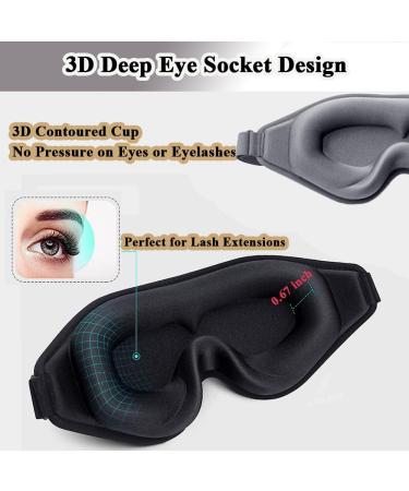 3D Eye Mask for Lash Extensions - Light Blocking Contoured Sleep Mask for Men & Women | Adjustable Strap for Yoga & Travel (Gray - Buy Online on GoSupps.com