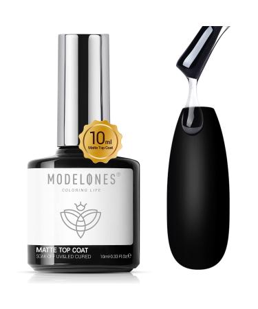 Modelones Gel Top Coat Matte Nail Polish, 10ml No Wipe Velvet Matte Effect Top Coat for Gel Nail Polish, Soak Off Nail Lamp Matte Finish Top Coat for Nail Art Design