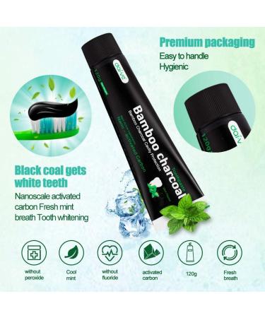 2 Pack Activated Charcoal Toothpaste - Natural Teeth Whitening Fluoride-Free Bamboo Coal Formula for White Teeth - Buy Online on GoSupps.com