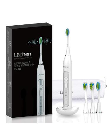 Sonic electric toothbrush sound toothbrush with 4 plug-in brushes and timers 3 modes & 3 vibration strengths with travel bag white A-white - Buy Online on GoSupps.com