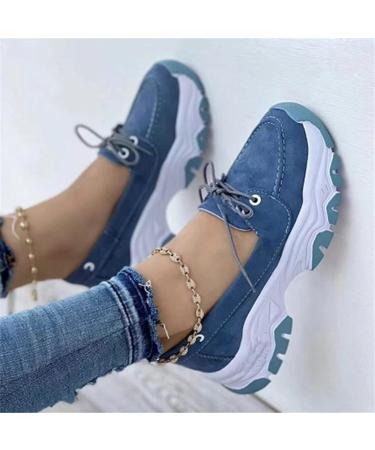 Dfcdcoo Women's Orthopedic Sneakers Women's Orthopedic Walking Shoes 2023 New Women Casual Walking Sneaker Orthopedic Arch Shoes Blue 38