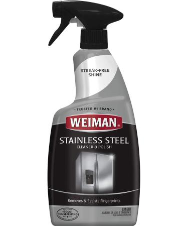 Weiman Stainless Steel Cleaner and Polish - Streak-Free Shine for Refrigerators, Dishwasher, Sinks, Range Hoods and BBQ grills - 22 fl. oz