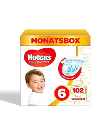 Huggies Ultra Comfort Baby Diapers Size 6 (15-30 kg) 102 Pack (3 x 34 Diapers)