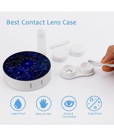 Zodiac Constellations Set Round Case For Contact Lens Kit Storage Box with Mirror Printed - Buy Online on GoSupps.com
