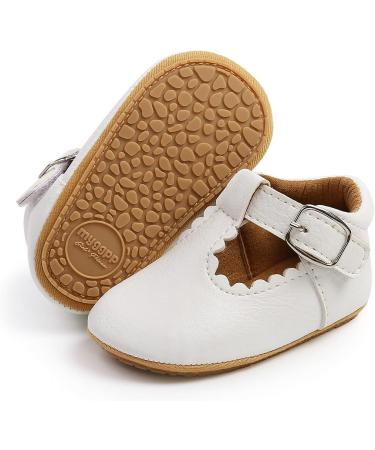 Baby Anti-Slip First Walking Shoes - Unisex Soft Sole Toddler Sneakers for 0-18 Months with Sock - PU Leather Prewalkers - 0-6 Months - White - Buy Online on GoSupps.com