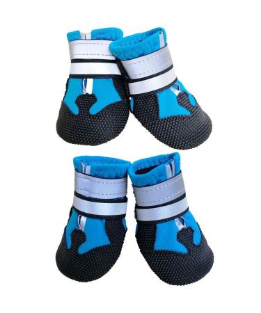 LEEKO dog shoes 4-Set waterproof anti-slip dog-deep snowshoes Paw protection with reflective straps Velcro fasteners rain shoes dog boots for small dogs S S blue - Buy Online on GoSupps.com