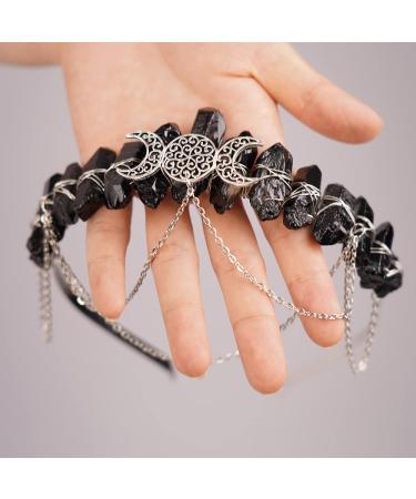 Raw Crystal Quartz Moon Tiara Headband - Boho Goddess Crown for Women/Girls - JWICOS Type 1 - Buy Online on GoSupps.com