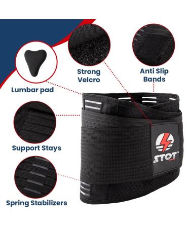 Breathable Adjustable Back Brace for Lower Back Pain - Perfect for Men & Women | Includes Mesh Bag | Ideal Support for Heavy Lifting - Large Black - Buy Online on GoSupps.com