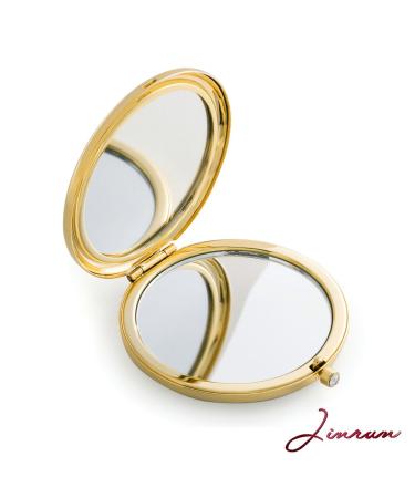 Jinvun 24k Gold Electroplate Makeup Mirror - Luxury Round Vanity Mirror for Women - Compact Cosmetic Mirror with Diamonds - Perfect Gift Idea - Buy Online on GoSupps.com