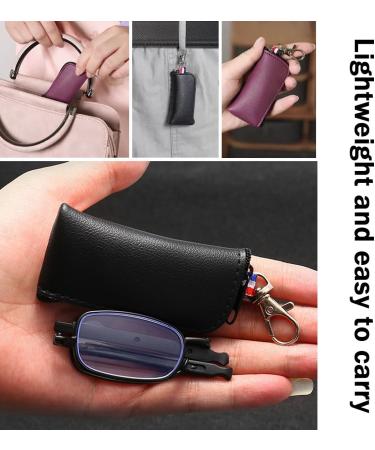 Lightweight Folding Metal Reading Glasses Blue Light Blocking Readers Portable Glasses with Keychain Bags(Couleur:Purple Grandeur:2.5x) - Buy Online on GoSupps.com