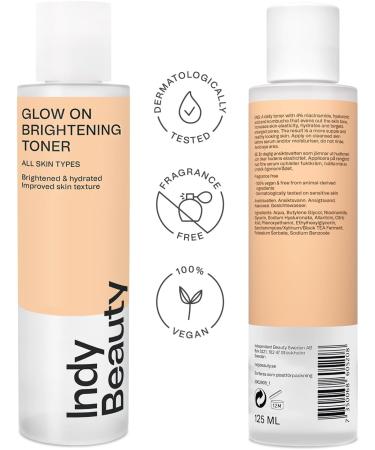 Brightening Face Toner with Niacinamide, Hyaluronic Acid & Kombucha - 125ml - Vegan & Fragrance Free - Buy Online on GoSupps.com