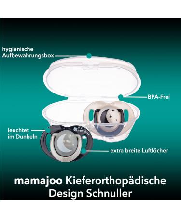 Mamajoo Orthodontic Pacifier Pearl & Black | Includes Sterilization & Storage Box | Ideal for 6+ Months - Buy Online on GoSupps.com