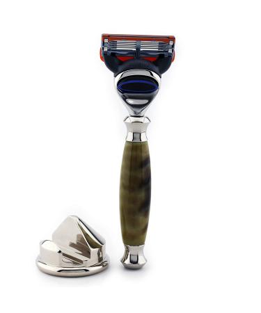 Premium 5-Edge Cartridge Synthetic Horn Razor & Stainless Steel Holder - International Shipping - Buy Online on GoSupps.com