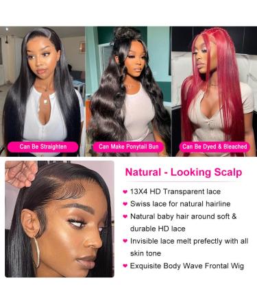 24 Inch HD Transparent Straight Lace Front Human Hair Wig | 150% Density Pre Plucked Closure Wig for Black Women | Glueless 13x4 Lace Frontal Wig - Buy Online on GoSupps.com