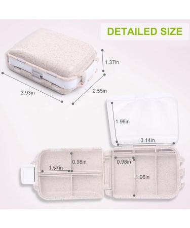 Portable Pill Organizer - Travel-Friendly 8 Compartment Pill Case for Vitamins & Medication - Beige - Buy Online on GoSupps.com